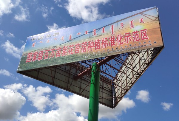 内蒙古赤峰天山镇两面单立柱广告塔