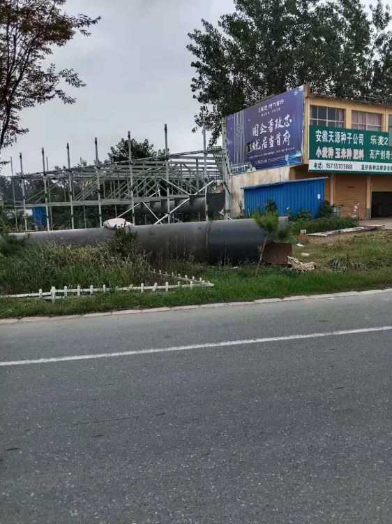 塔位在公路旁,旁边是农资仓库与门面房